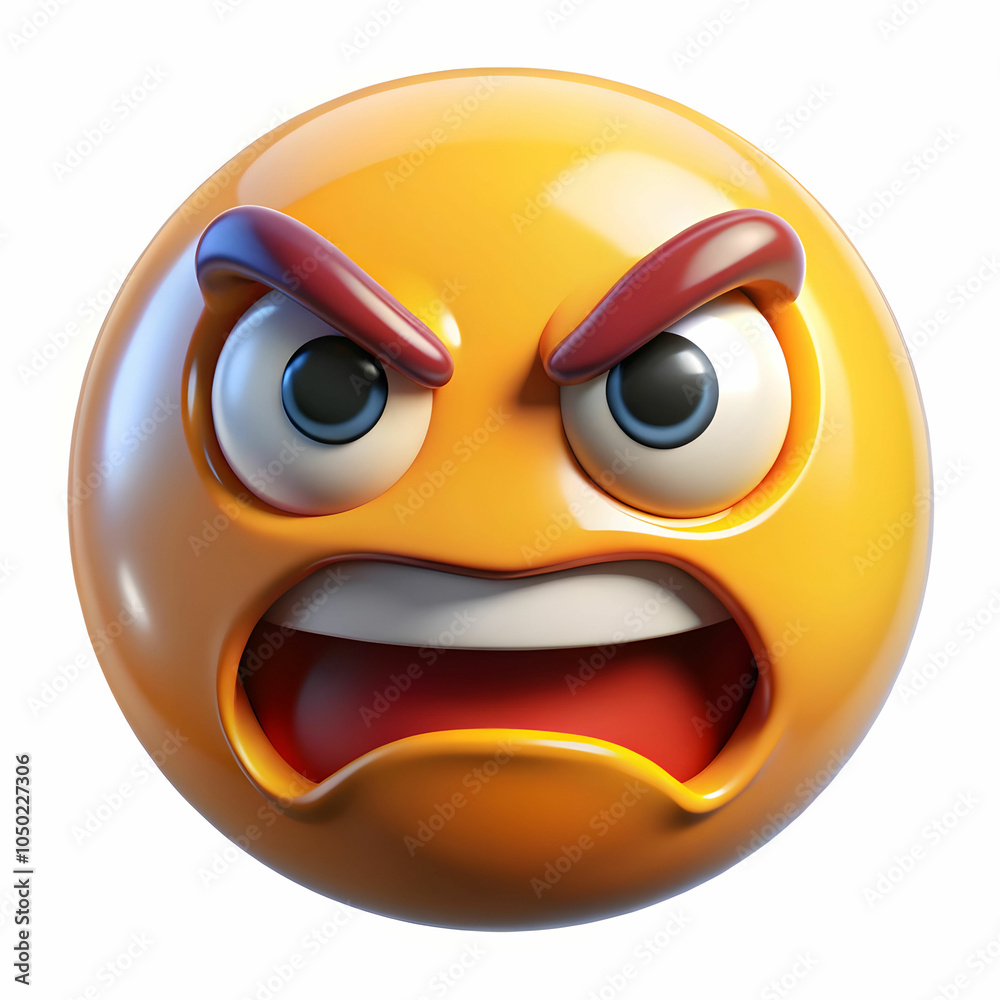 Naklejka premium Realistic 3D emoji with angry face
