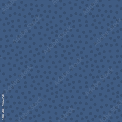 Abstract polka dots textured seamless pattern. Dark blue endless background. Vector hand drawn surface pattern design.