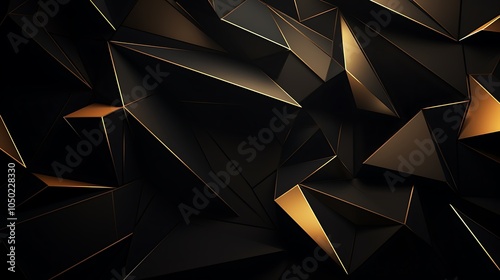 metal textured 3D black and gold background. AI generated 