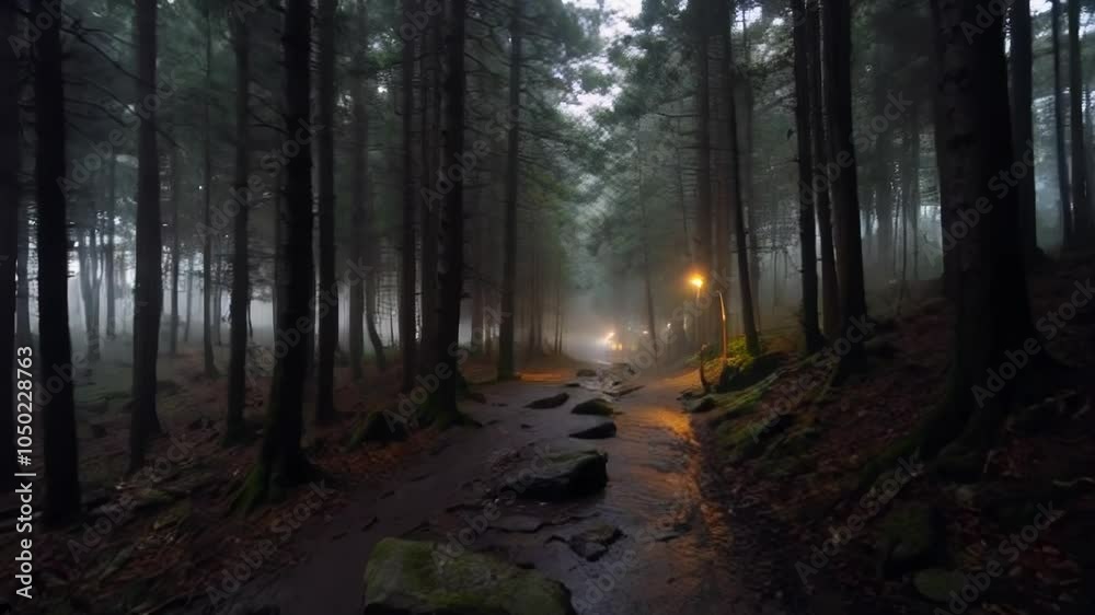A serene forest path illuminated by soft light in the fog, evoking tranquility and exploration in a mysterious, cinematic atmosphere. A serene forest path illuminated by soft light in the fog, evoking tranquility and exploration in a mysterious, cinematic atmosphere.