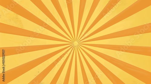 A retro sunburst background in yellow and orange with a distressed texture.