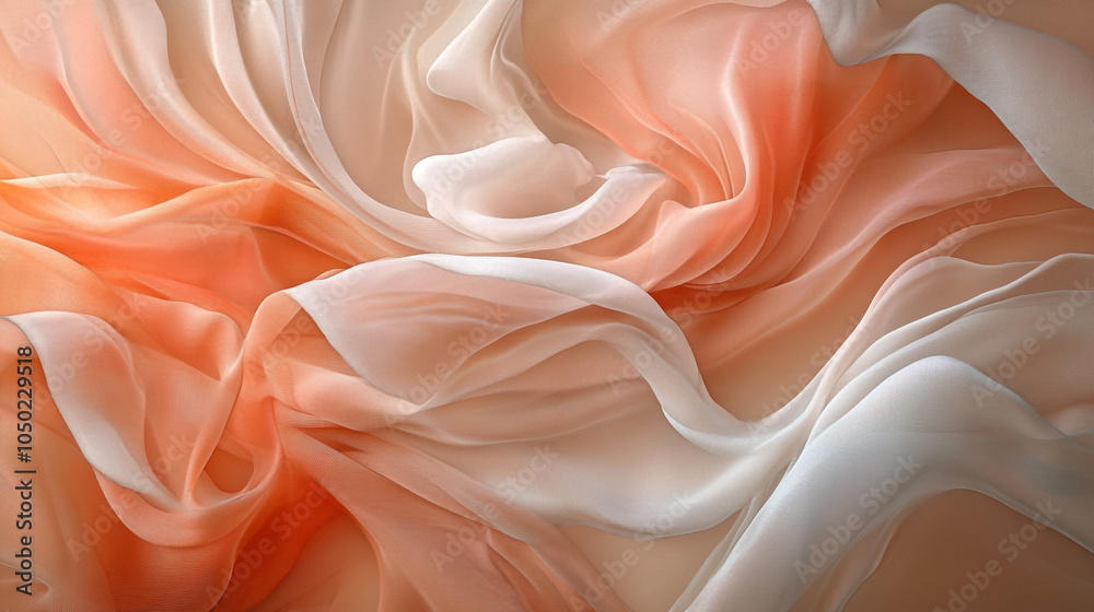 Peach and White Sheer Fabric Drape Soft Elegant Background Texture Peach and White Sheer Fabric Drape Soft Elegant Background Texture
