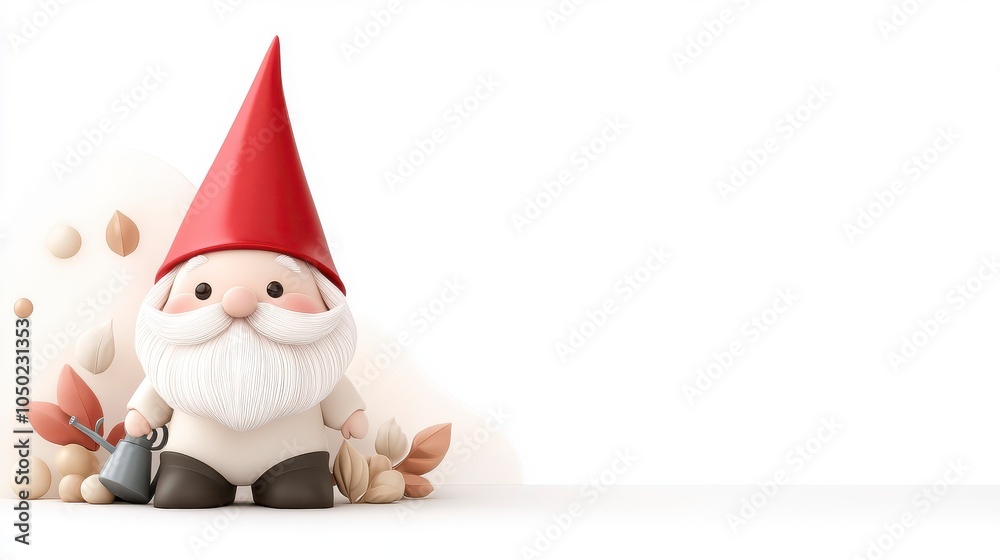 Whimsical Gnome in a Serene Garden Setting Whimsical Gnome in a Serene Garden Setting