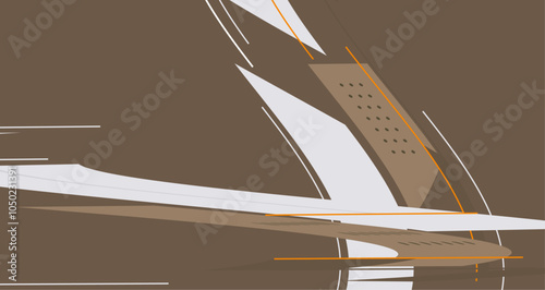 Abstract Modern Deep Green Design with Lines and Shapes