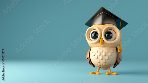 A cartoon owl wearing a graduation cap.