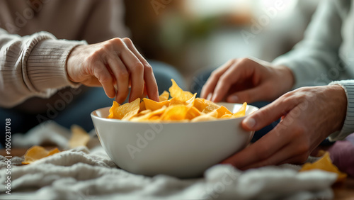 Sharing Snacks with Friends in Cozy Setting