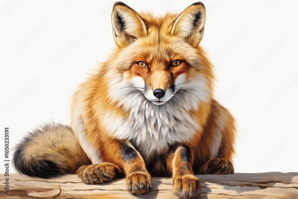 Fototapeta premium Cunning fox with beady eyes and a sly, mysterious smile on a pristine white background
