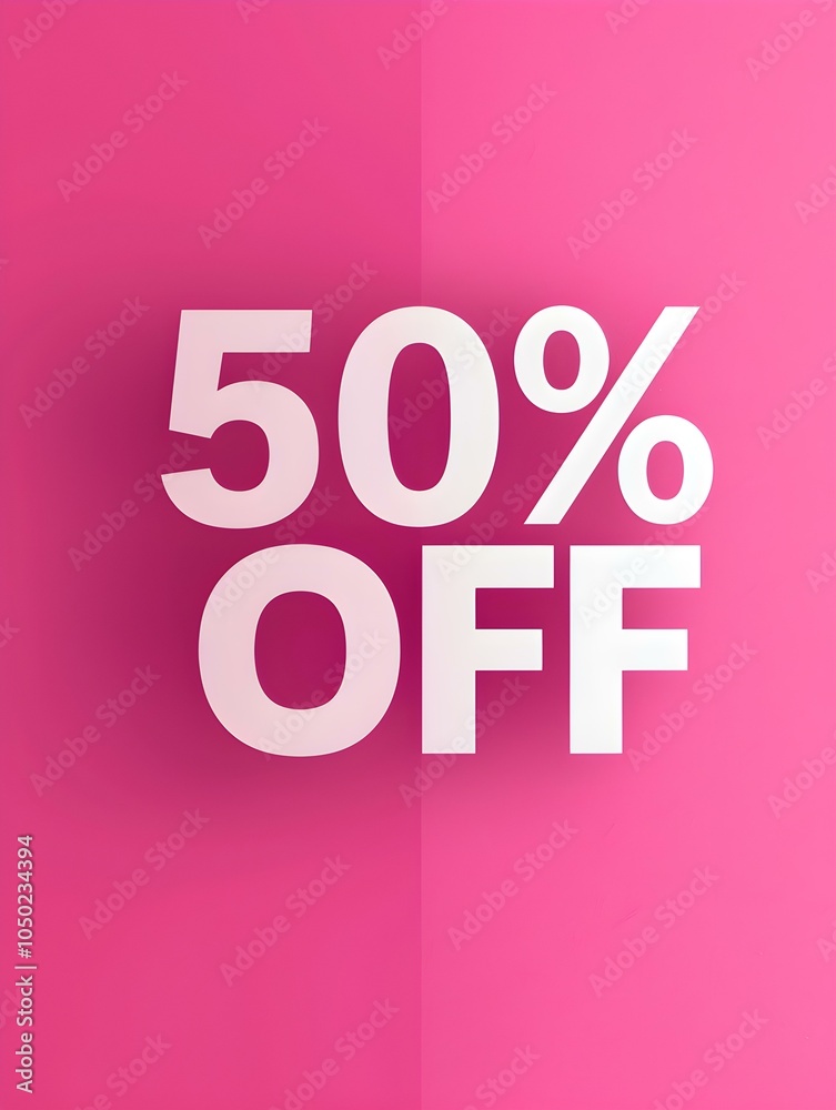 White '50% OFF' Promotional Sign on a Pink Background White '50% OFF' Promotional Sign on a Pink Background