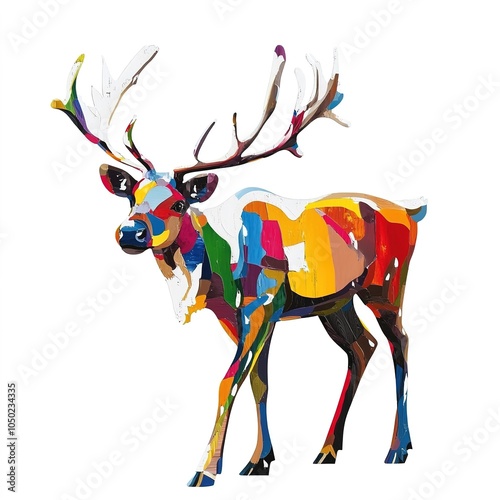 Colorful abstract deer with geometric shapes photo