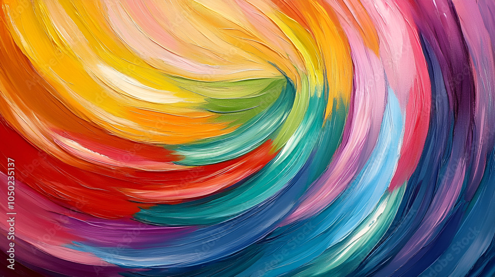 Fototapeta premium Colorful swirl of vibrant paint, showcasing an abstract composition filled with energy and movement, creates a sense of joyful artistry
