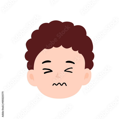 face expression kids element design character. cute kid face expression emoji emoticon. different postures with various emotions.