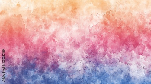 Abstract watercolor background in pink, orange, and blue.