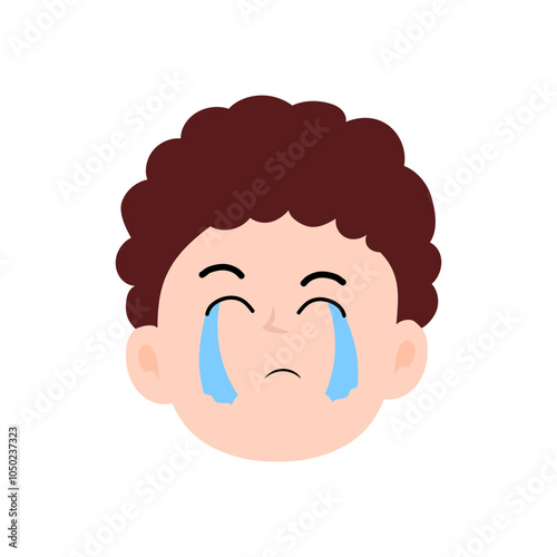 face expression kids element design character. cute kid face expression emoji emoticon. different postures with various emotions.