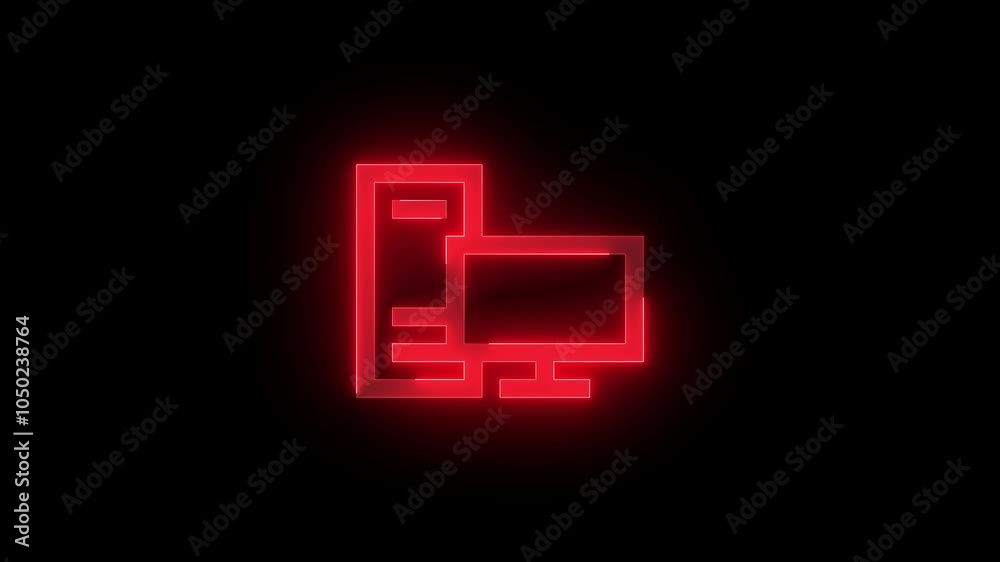 Pc stroke icon glowing neon animation Pc stroke icon glowing neon animation