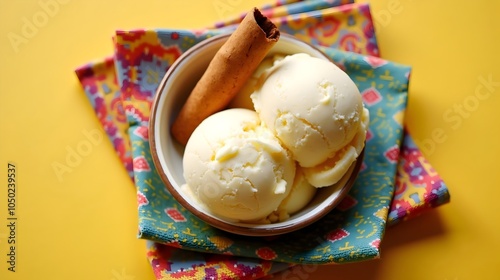 Cuban Mantecado Vanilla Ice Cream with Cinnamon Stick (Cuban Cuisine) photo