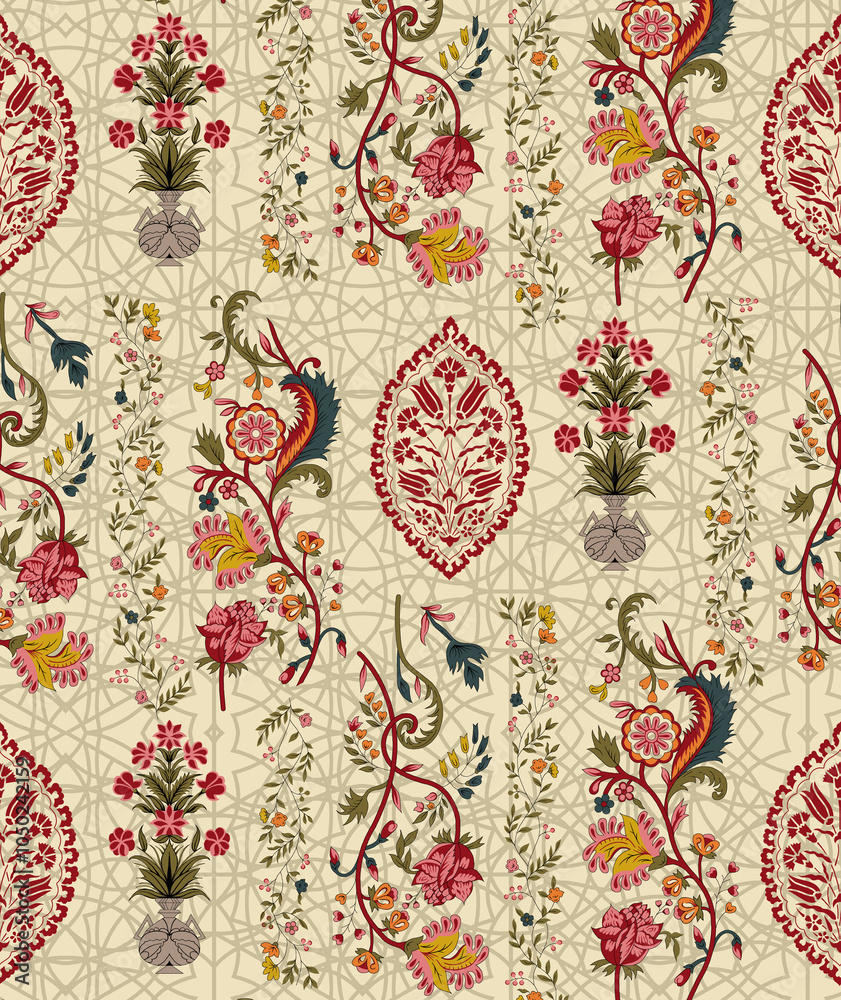 seamless beautiful wallpaper cards all over design floral leaf vintage ornament Victorian ethnic geometric print paisley