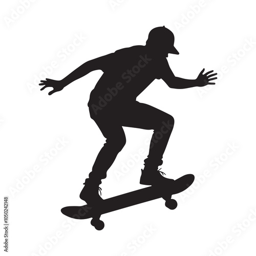 Silhouette of a Skateboarder mid-air, showcasing skill and style in an urban setting.