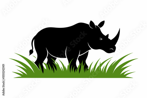 World Rhino Day Rhino Silhouette in Grass Illustration