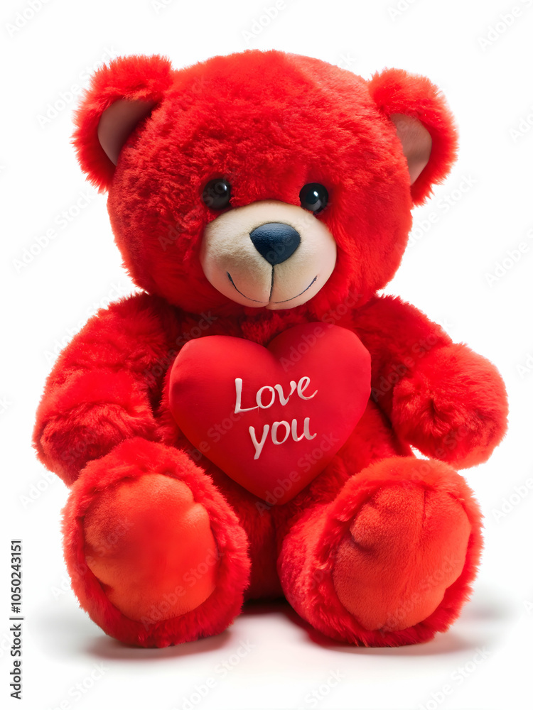 Obraz premium red Teddy Bear with Heart and love sign valentine theme