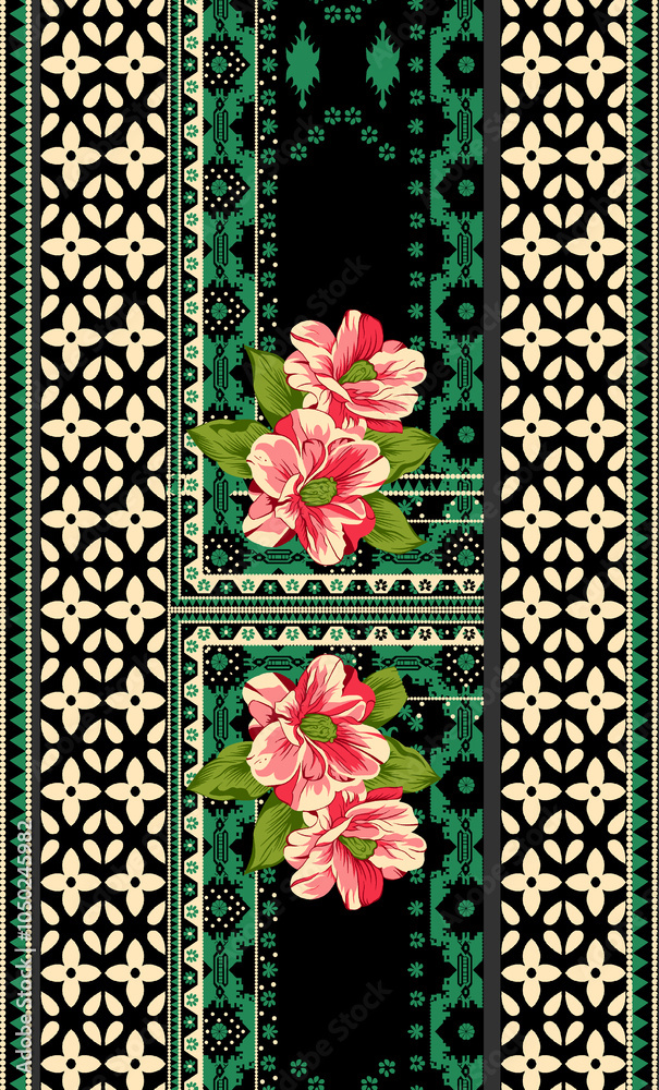 seamless beautiful wallpaper cards border design floral leaf vintage ornament Victorian geometric ethnic print paisley