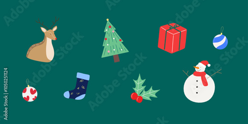 christmas vector illustration set