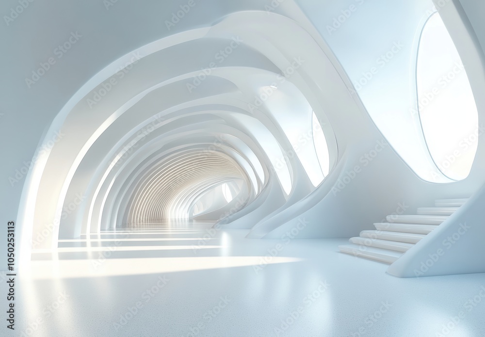 Naklejka premium Futuristic White Corridor.