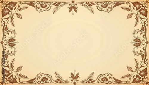 Antique sepia-toned border with floral and vine details