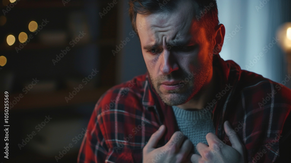 Severe heart pain in a man. Heart diseases. Heart attack and stroke. Severe heart pain in a man. Heart diseases. Heart attack and stroke.