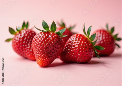 strawberries close up on white and pink background