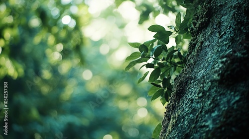 Dense Ancient Forest with Towering Trees Close Up