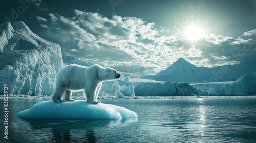 Polar bear standing on  a m...