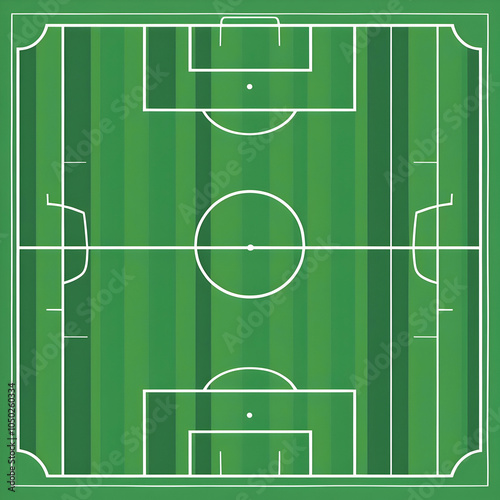 Vector green soccer field or football field, gridiron