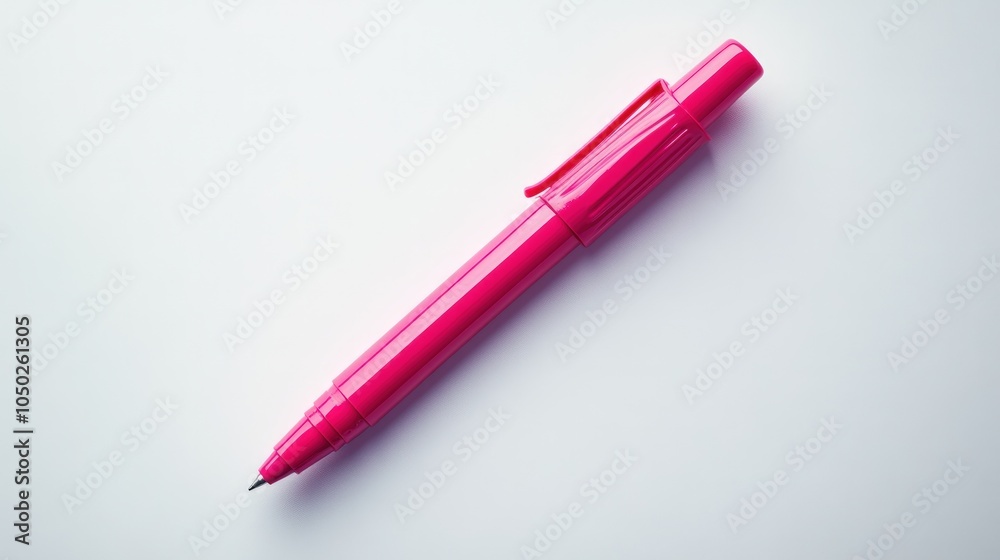 Pink pen on a white background. Pink pen on a white background.