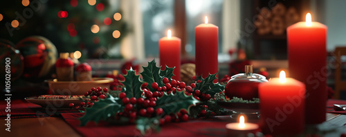 candles and christmas decorations