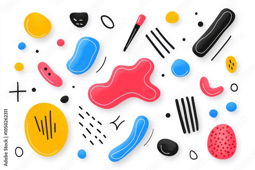 Colorful abstract shapes in vibrant hues of red, yellow, blue, and black, creating a playful and dynamic composition. Colorful abstract shapes in vibrant hues of red, yellow, blue, and black, creating a playful and dynamic composition.