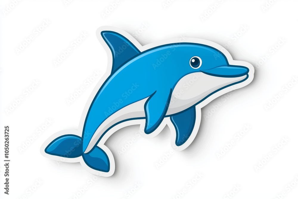 A playful blue dolphin cartoon character swimming happily in the ocean. A playful blue dolphin cartoon character swimming happily in the ocean.
