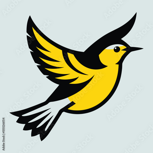 Solid color Magnolia Warbler animal vector design