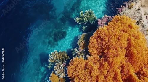 Vibrant Coral Reefs Teeming with Marine Life from Above photo