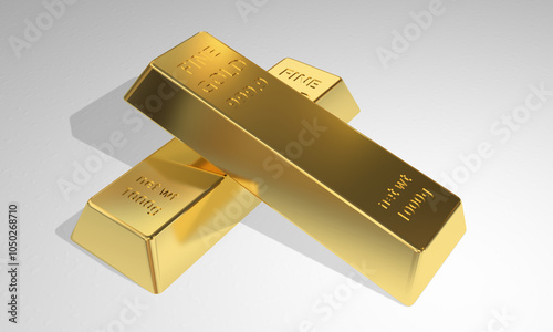 Stack of shiny gold bars. 3d illustration.