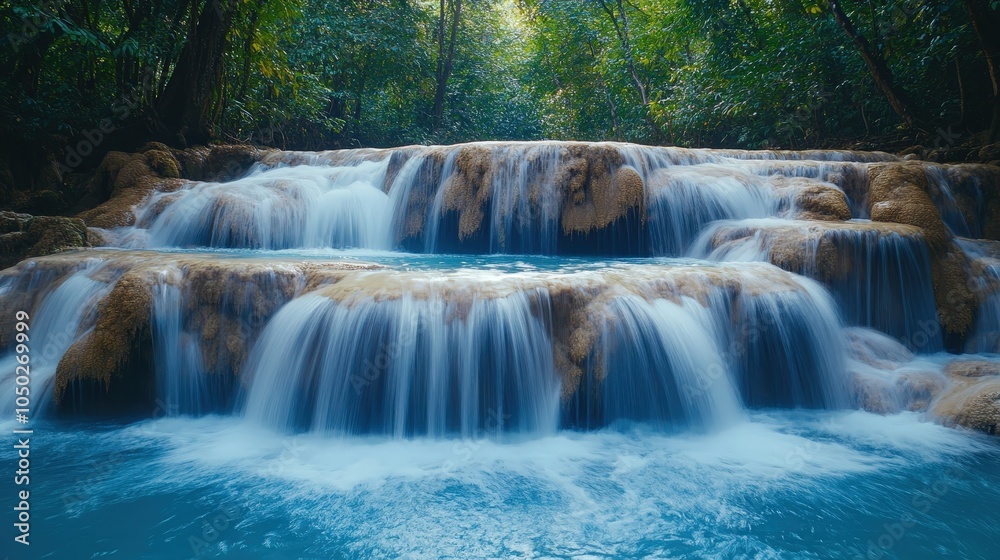 Fototapeta premium Serene Waterfalls with Clear Swimming Pools