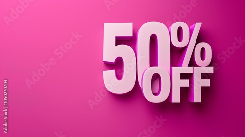 Wallpaper Mural White '50% OFF' Promotional Sign on a Pink Background with Copy Space Torontodigital.ca