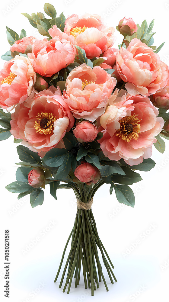 Obraz premium A lush display of peony flowers with large, full blooms in soft shades of pink, white, and blush. The delicate petals form layers of rich texture.