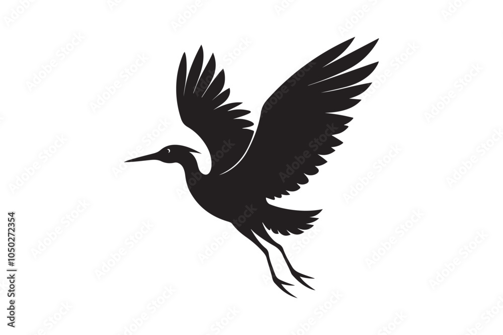 Obraz premium Cattle Egret Silhouette Vector Illustration - Perfect for T-Shirts, Hoodies & Print Decor