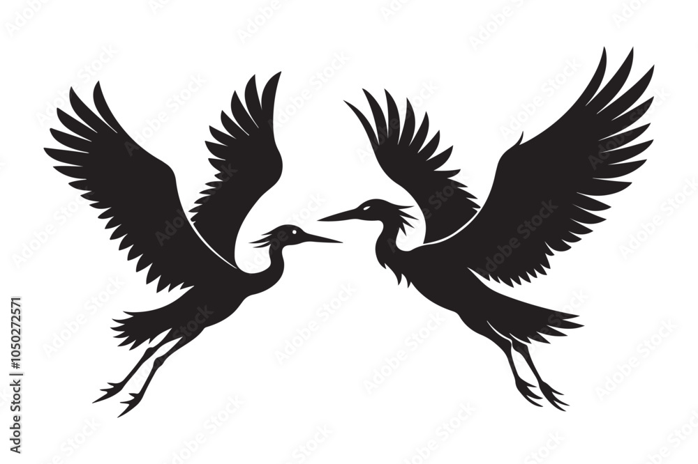 Obraz premium Cattle Egret Silhouette Vector Illustration - Perfect for T-Shirts, Hoodies & Print Decor
