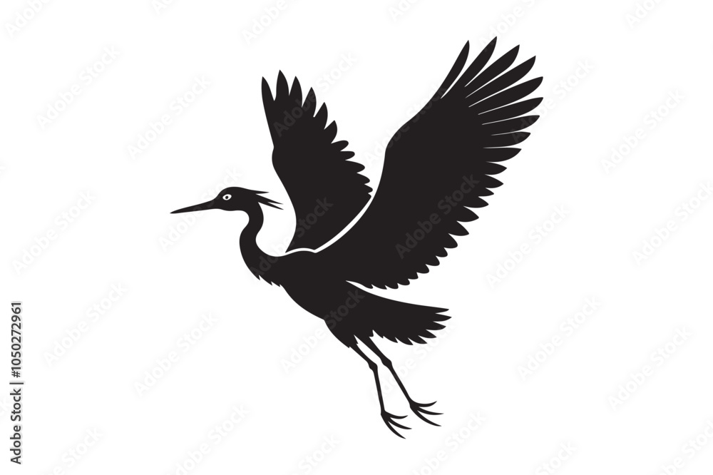 Obraz premium Cattle Egret Silhouette Vector Illustration - Perfect for T-Shirts, Hoodies & Print Decor