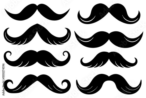 set of mustaches vector icons silhouette illustration black