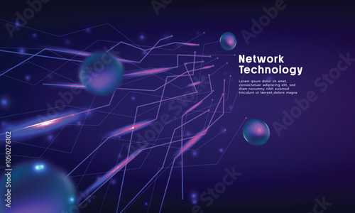 Digital technology, Global network connection. Social network communication. Internet technology concept.  Futuristic abstract background. Vector illustration.