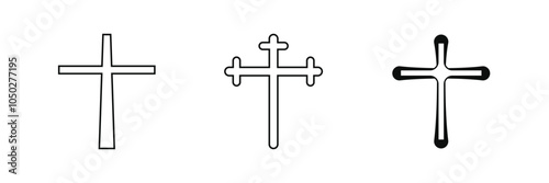 Cross Icon black silhouette. Ancient Christian sign. Vector illustration.