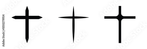 Cross Icon black silhouette. Ancient Christian sign. Vector illustration.