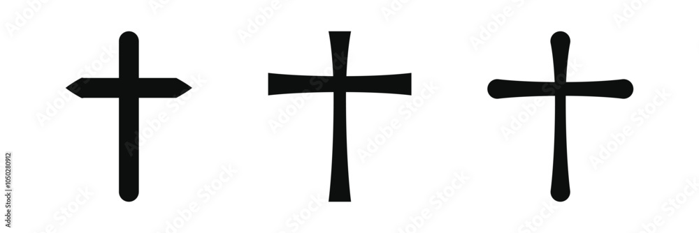 collection of hand-drawn christian crosses in black and white vector illustrations collection of hand-drawn christian crosses in black and white vector illustrations